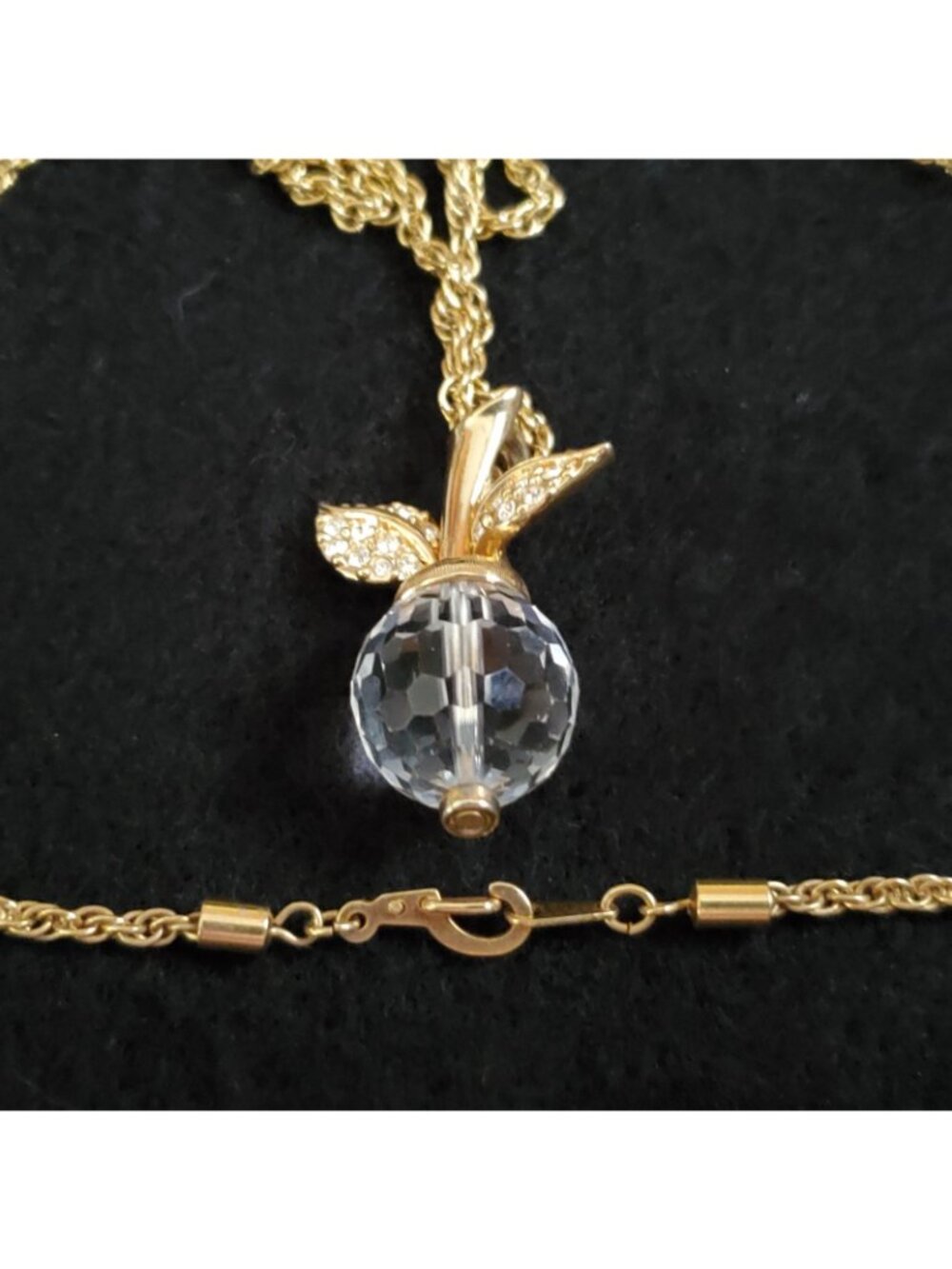 Vintage Swarovski Necklace Apple Pendant Fruit 30" - Picture 5 of 9